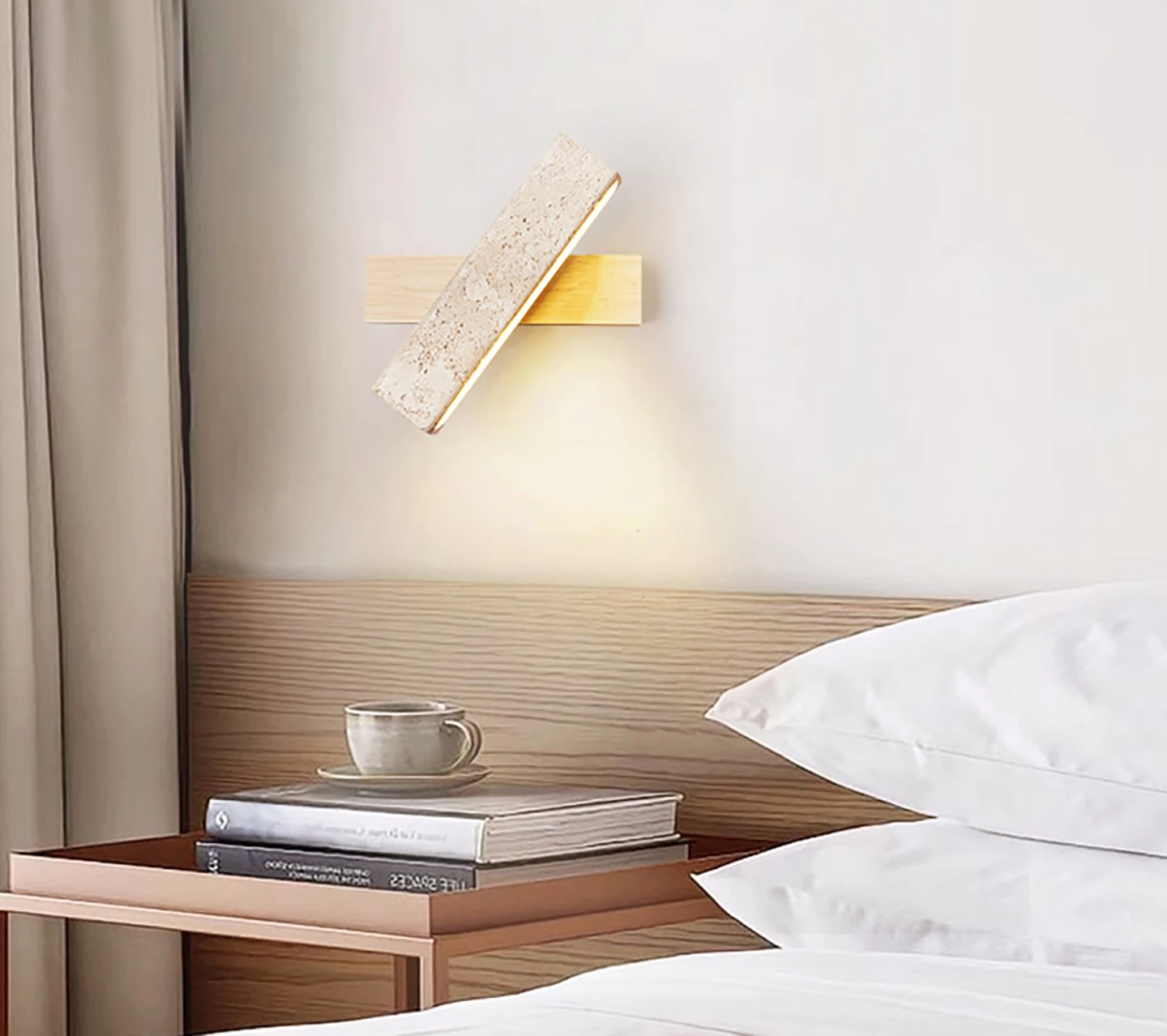 LumaSabi Japanese Wabi-Sabi Travertine Wall Lamp