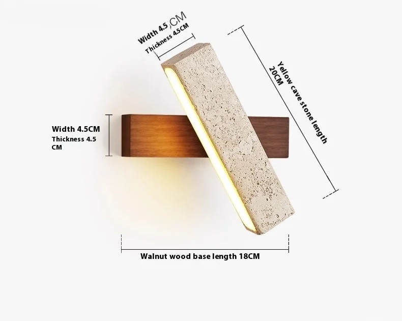 LumaSabi Japanese Wabi-Sabi Travertine Wall Lamp