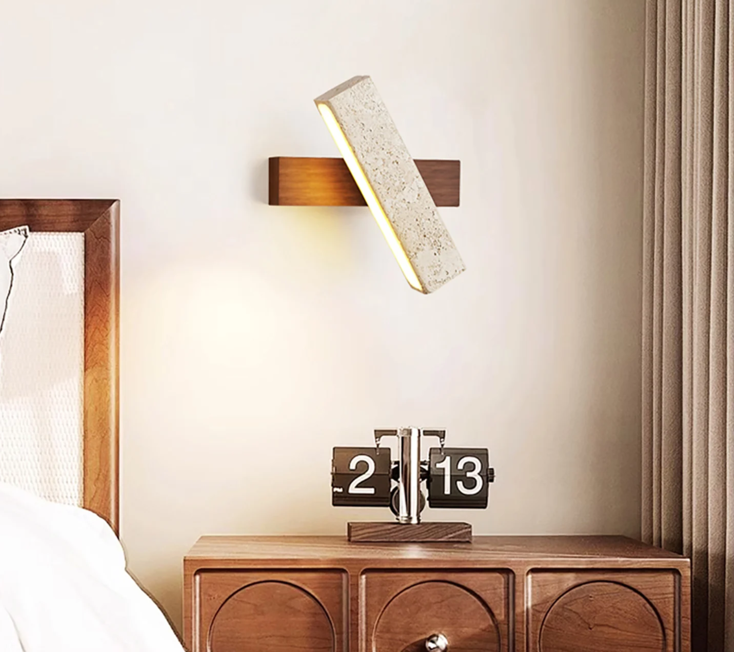 LumaSabi Japanese Wabi-Sabi Travertine Wall Lamp