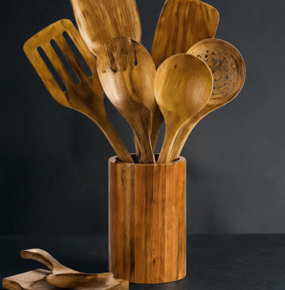 Traditional Japanese Wooden Utensil Set