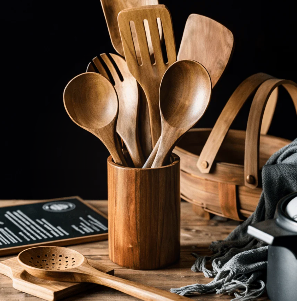 Traditional Japanese Wooden Utensil Set