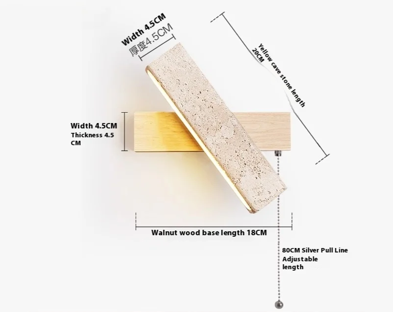 LumaSabi Japanese Wabi-Sabi Travertine Wall Lamp