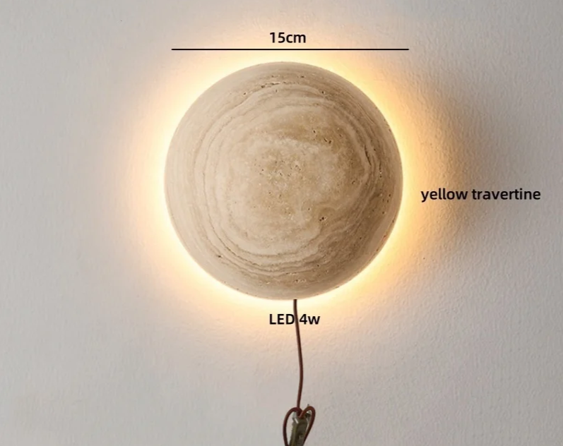 TerraLume Wabi-Sabi Travertine LED Wall Lamp