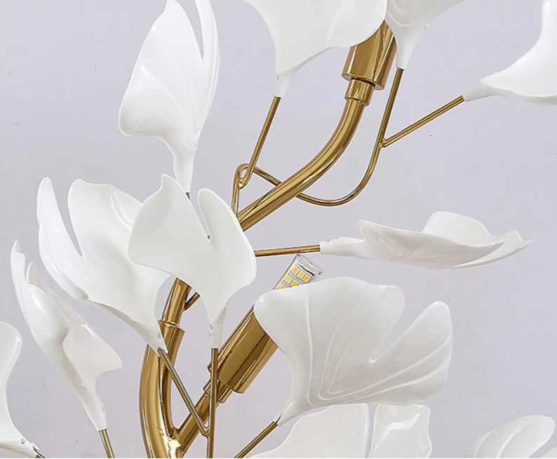 GinkgoLume Nordic Wall Lamp – Minimalist LED Bedside Lamp with Ginkgo Leaf Design