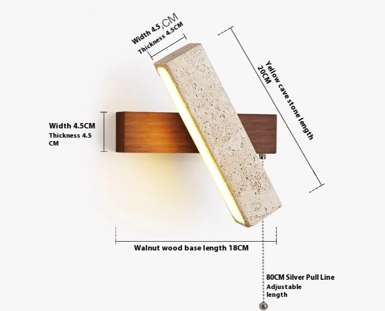 LumaSabi Japanese Wabi-Sabi Travertine Wall Lamp