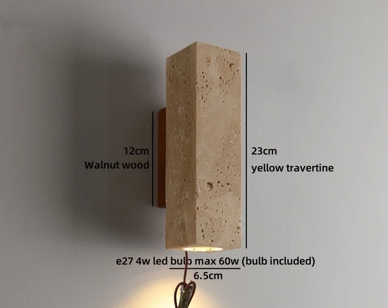 TerraLume Wabi-Sabi Travertine LED Wall Lamp