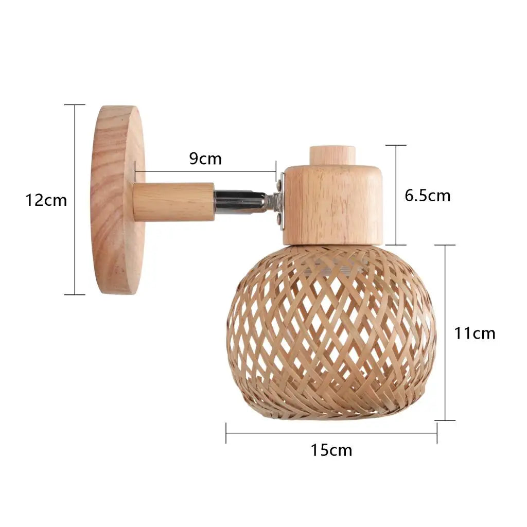 BambuZen Retro Japanese Bamboo Wall Lamp – Natural Rattan Mood Lighting