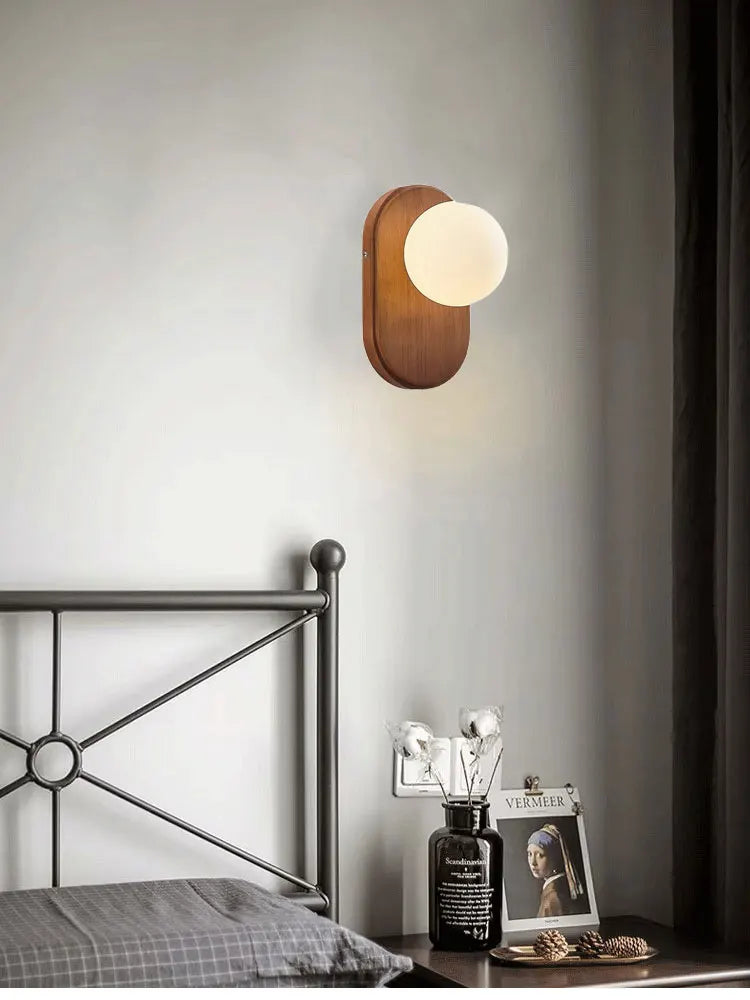 ZenLight Hikari Wall Lamp – Japanese Solid Wood Wall Light with Frosted Glass | Vintage Nordic Design
