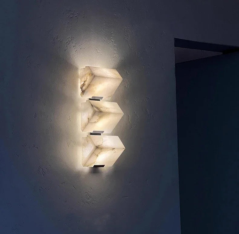MarbleLuxe Nordic LED Wall Lamp – Natural Marble Mood Lighting