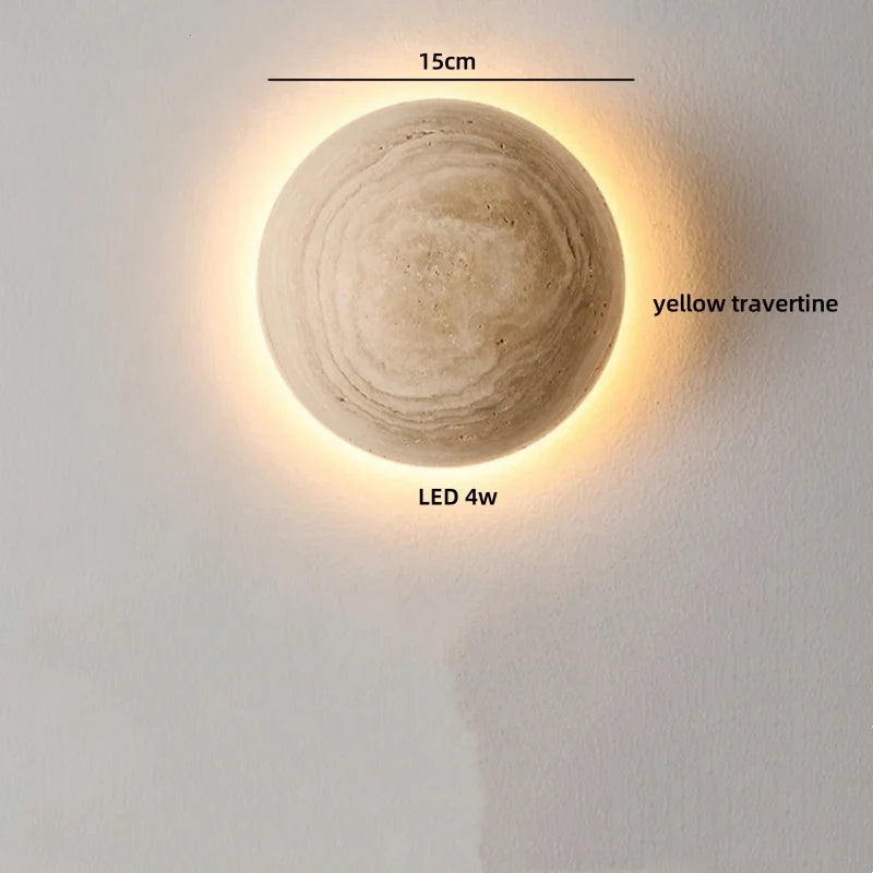 TerraLume Wabi-Sabi Travertine LED Wall Lamp