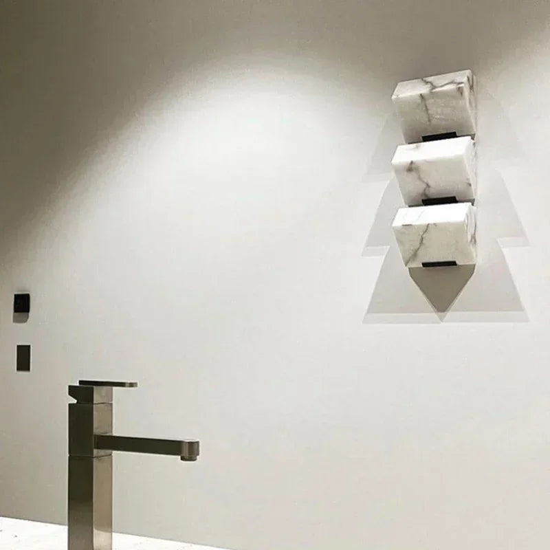 MarbleLuxe Nordic LED Wall Lamp – Natural Marble Mood Lighting