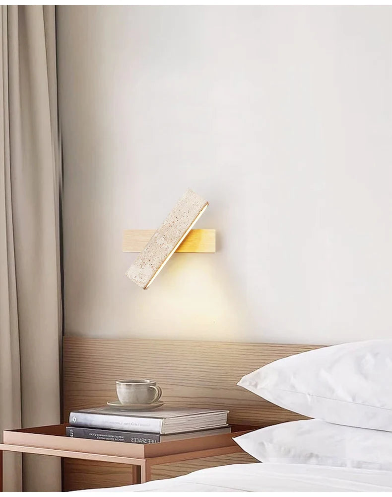 LumaSabi Japanese Wabi-Sabi Travertine Wall Lamp