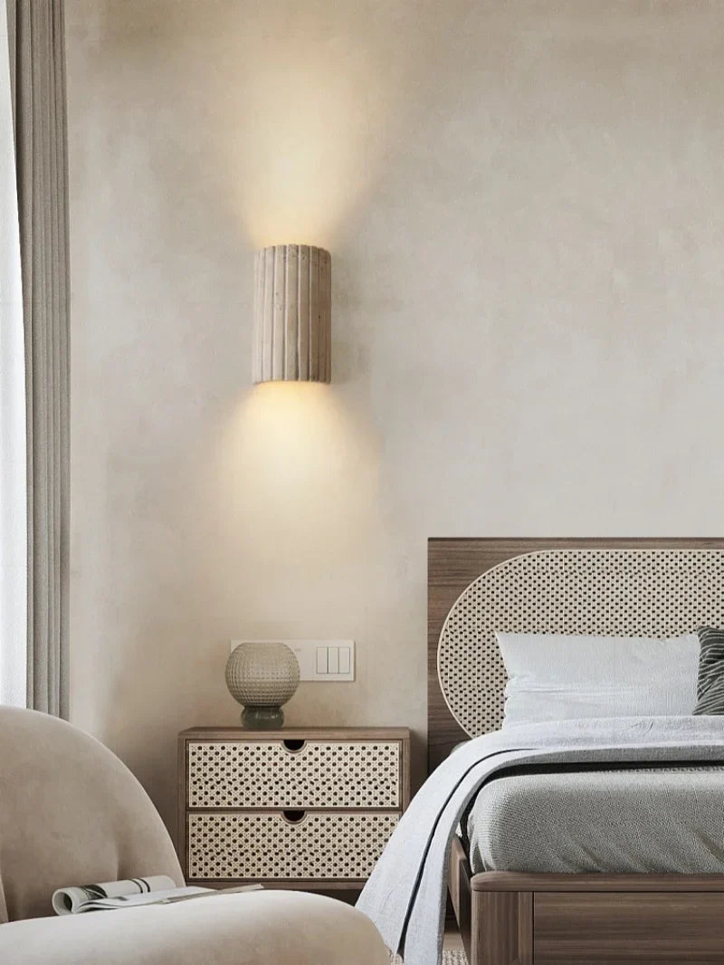 TerraLume Wabi-Sabi Travertine LED Wall Lamp