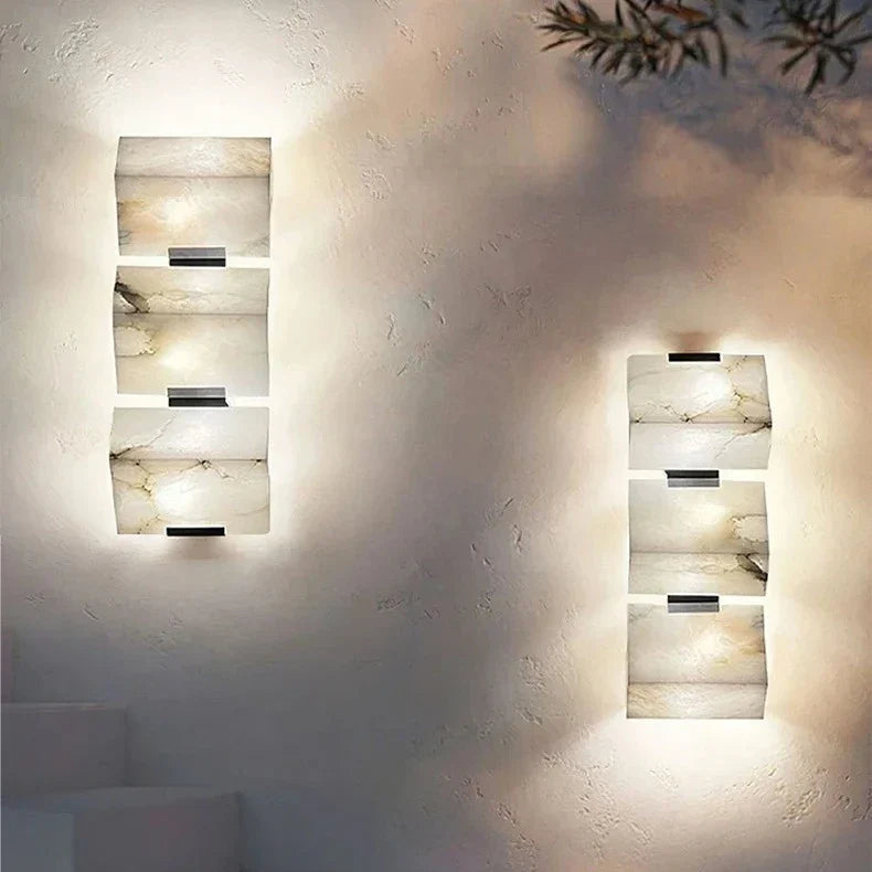 MarbleLuxe Nordic LED Wall Lamp – Natural Marble Mood Lighting