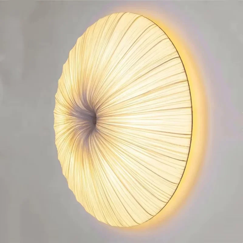 Wabi-Sabi Luxury Fabric LED Ceiling Lamp – Minimalist Round Flying Saucer Pendant Lamp