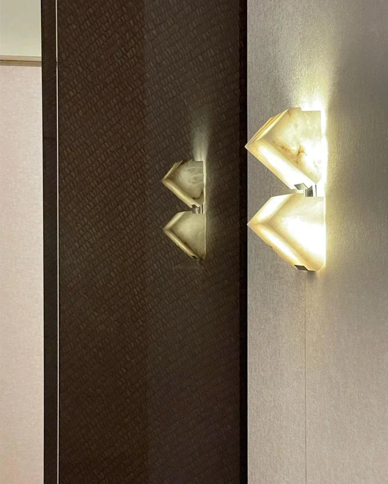 MarbleLuxe Nordic LED Wall Lamp – Natural Marble Mood Lighting