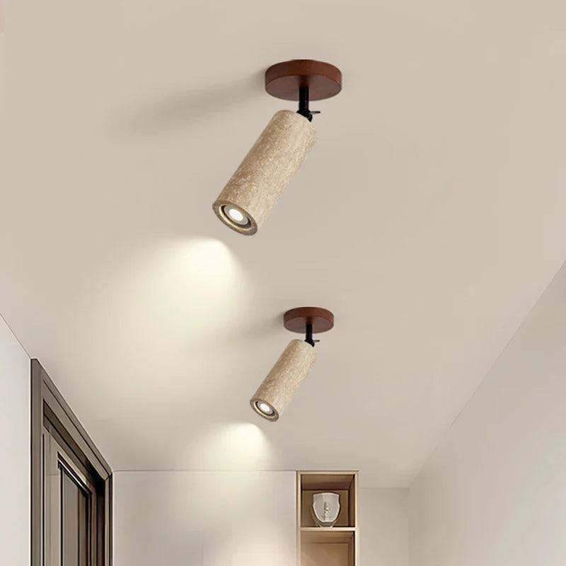 LumiSabi Travertine Natural Stone LED Ceiling Lamp – Modern Wabi-Sabi Lamp