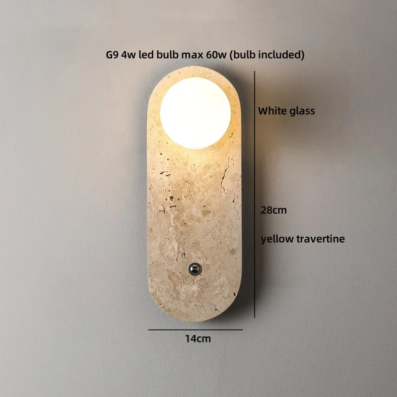 TerraLume Wabi-Sabi Travertine LED Wall Lamp