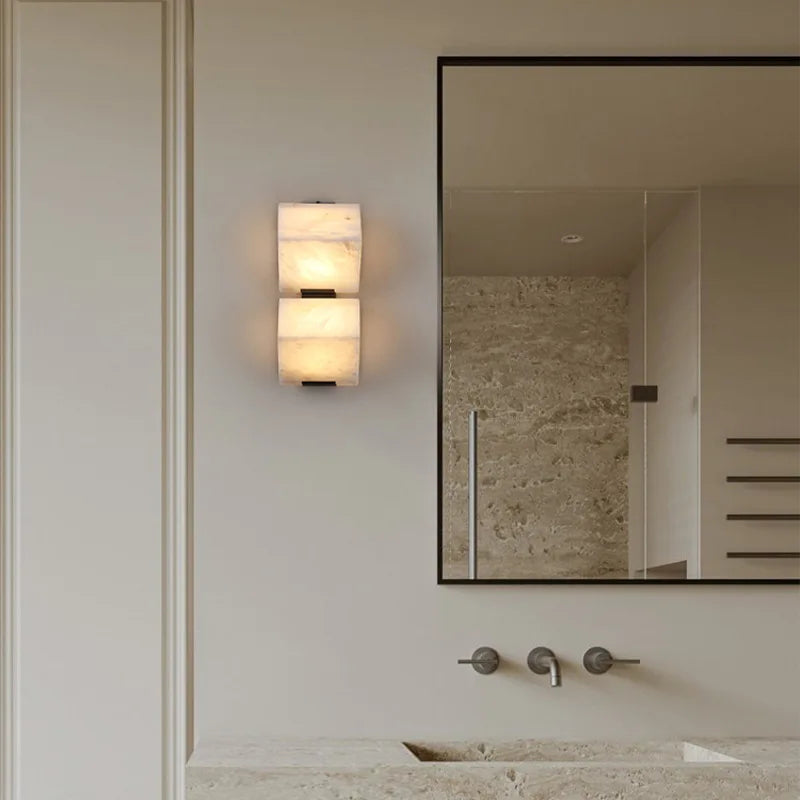 MarbleLuxe Nordic LED Wall Lamp – Natural Marble Mood Lighting