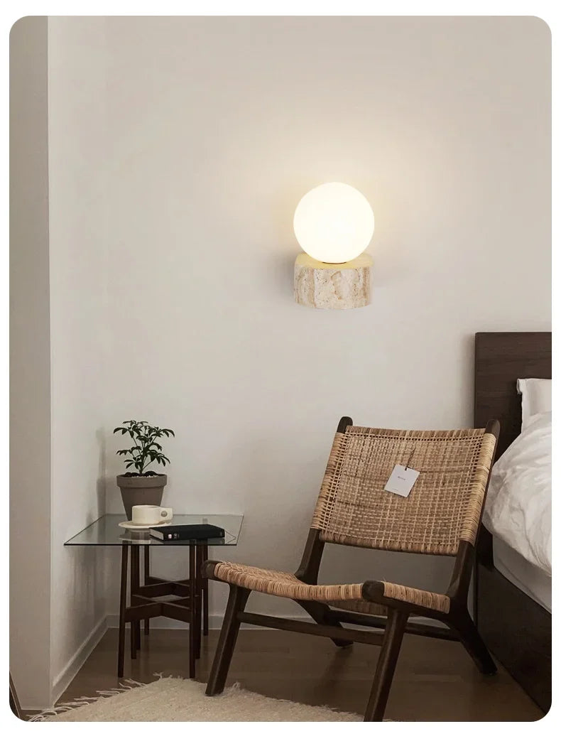 HikariStone Modern LED Glass Wall Lamp – Japanese Retro Warmth for Stylish Interiors