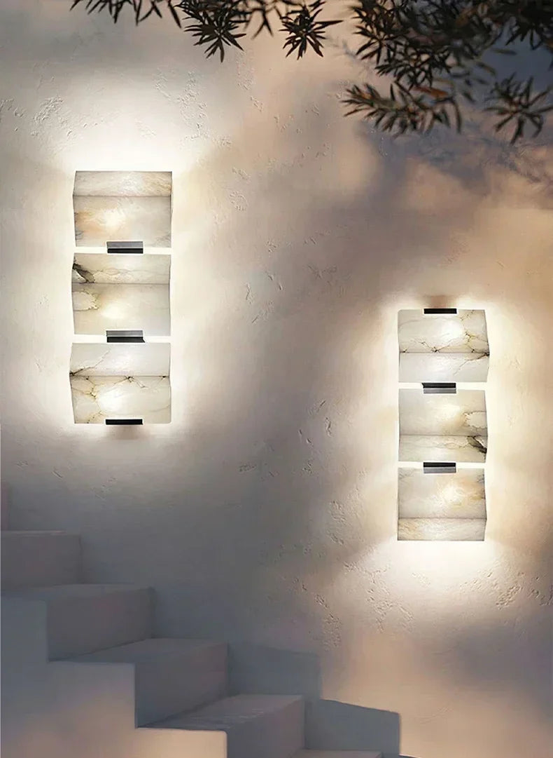 MarbleLuxe Nordic LED Wall Lamp – Natural Marble Mood Lighting