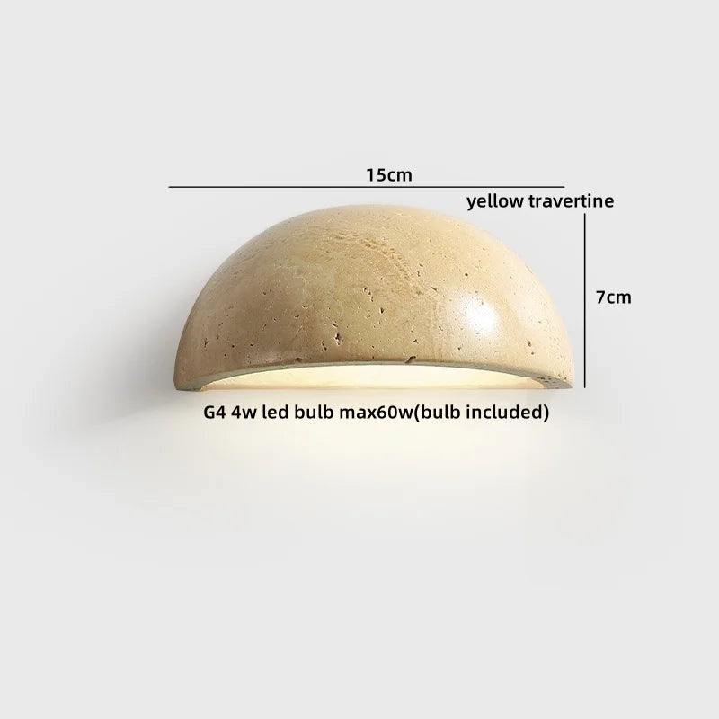 TerraLume Wabi-Sabi Travertine LED Wall Lamp