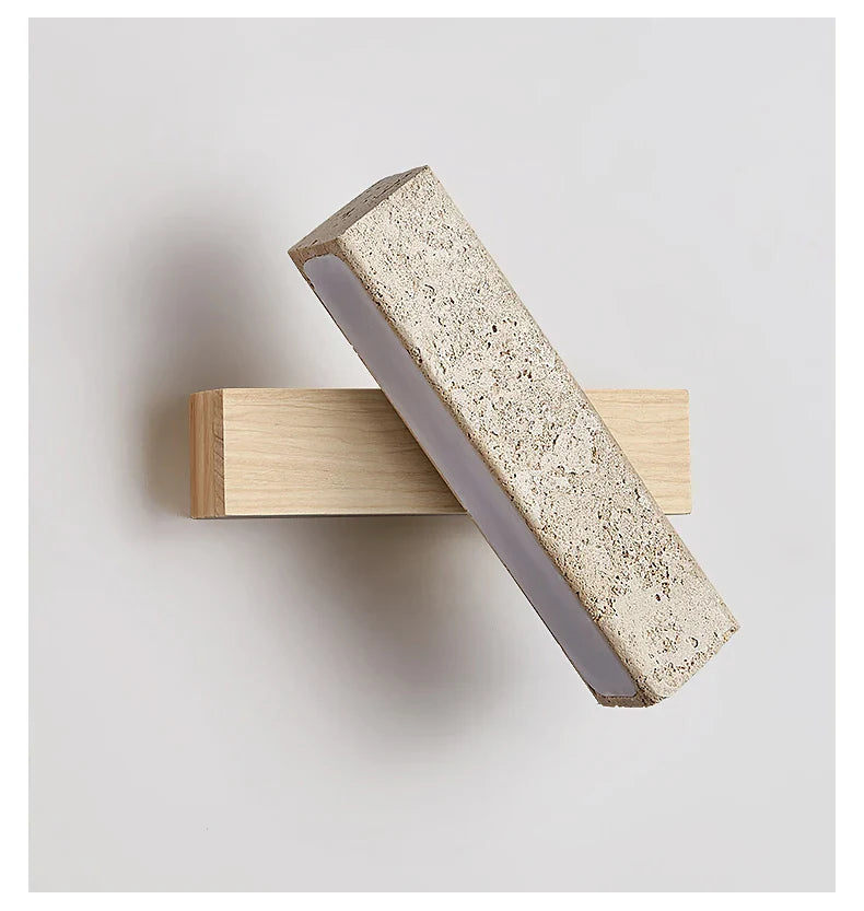 LumaSabi Japanese Wabi-Sabi Travertine Wall Lamp
