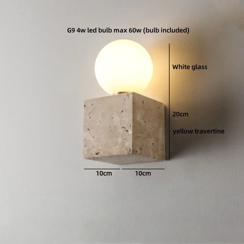 TerraLume Wabi-Sabi Travertine LED Wall Lamp
