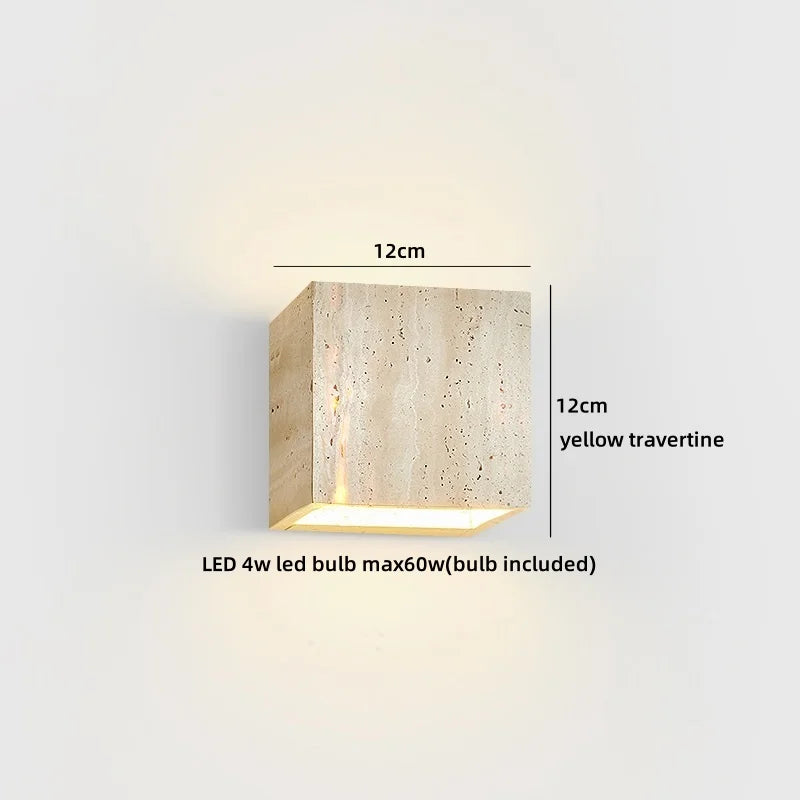 TerraLume Wabi-Sabi Travertine LED Wall Lamp