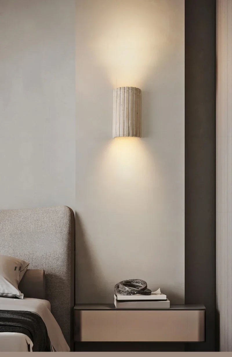TerraLume Wabi-Sabi Travertine LED Wall Lamp