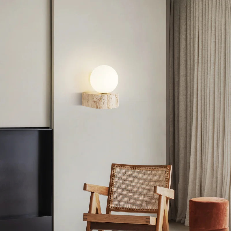HikariStone Modern LED Glass Wall Lamp – Japanese Retro Warmth for Stylish Interiors