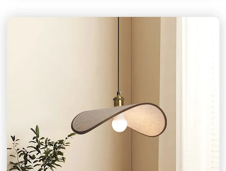 ZenAura Wabi-Sabi Straw Hat Pendant Lamp
