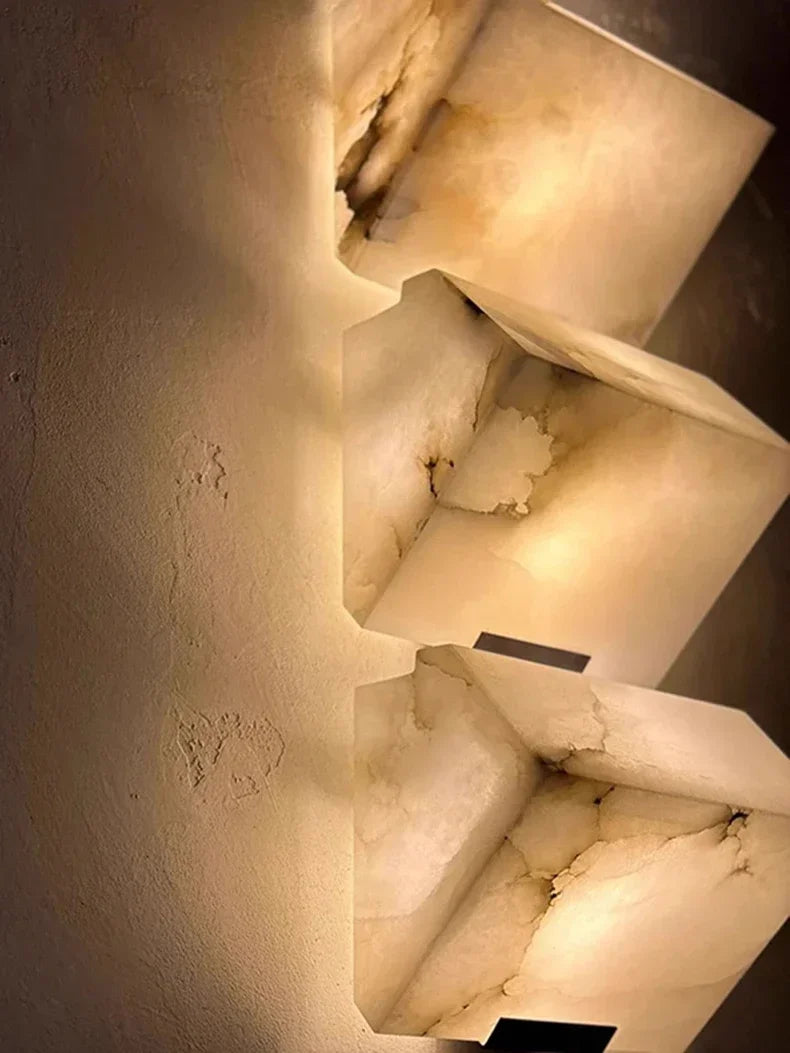 MarbleLuxe Nordic LED Wall Lamp – Natural Marble Mood Lighting