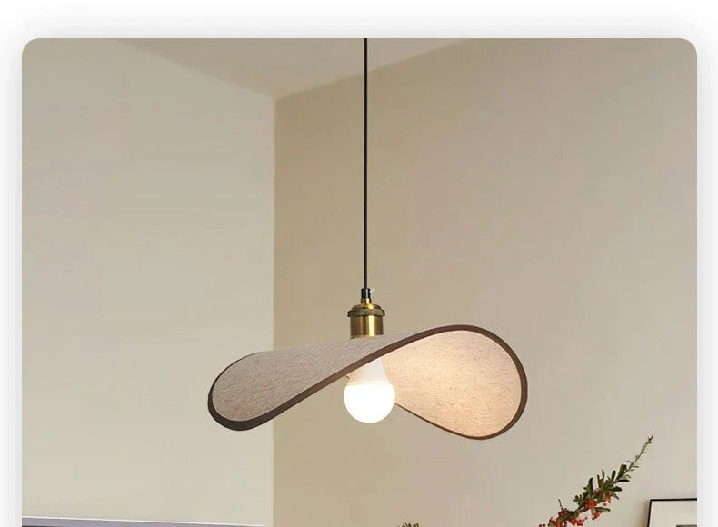 ZenAura Wabi-Sabi Straw Hat Pendant Lamp