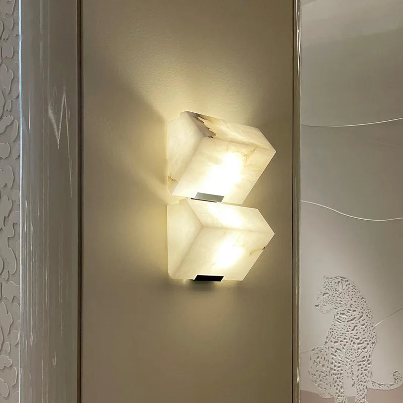 MarbleLuxe Nordic LED Wall Lamp – Natural Marble Mood Lighting