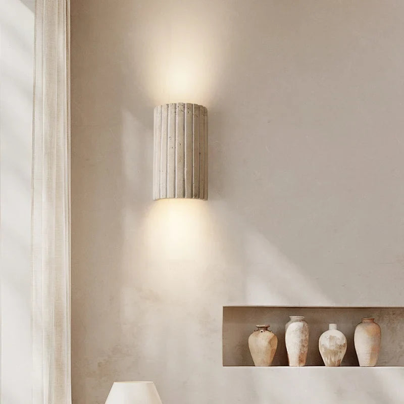 TerraLume Wabi-Sabi Travertine LED Wall Lamp