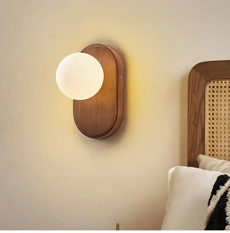 ZenLight Hikari Wall Lamp – Japanese Solid Wood Wall Light with Frosted Glass | Vintage Nordic Design