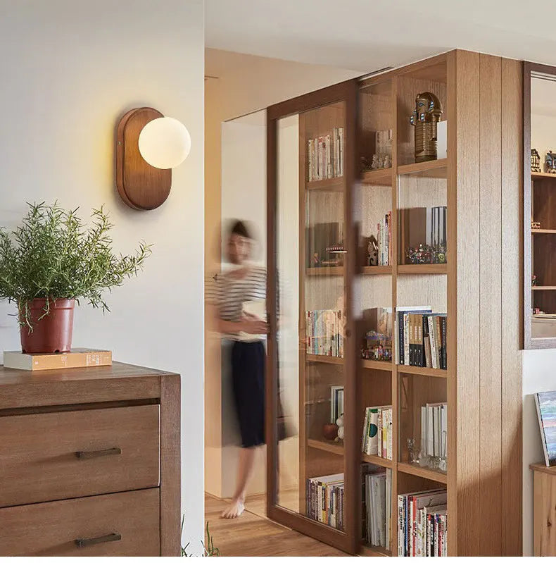 ZenLight Hikari Wall Lamp – Japanese Solid Wood Wall Light with Frosted Glass | Vintage Nordic Design