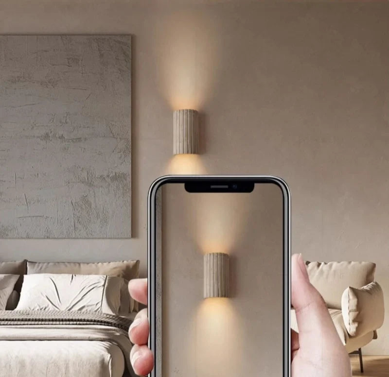 TerraLume Wabi-Sabi Travertine LED Wall Lamp