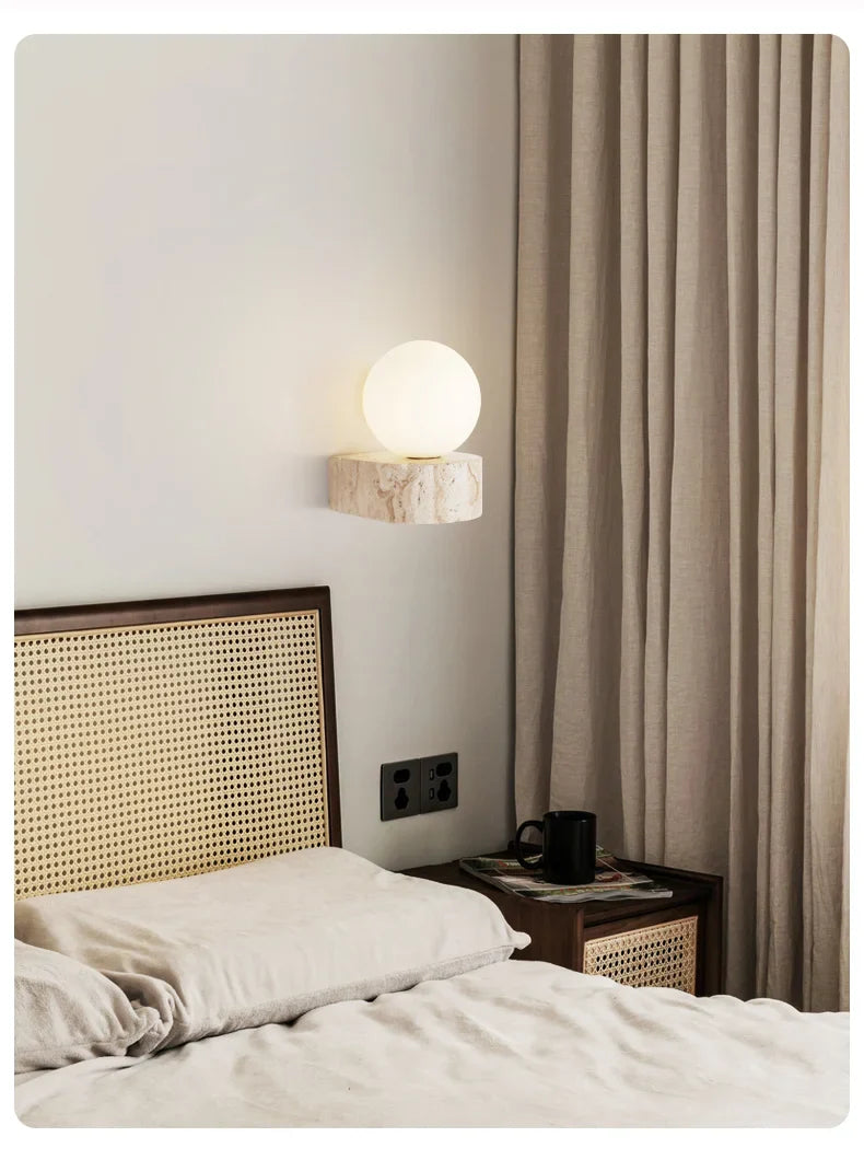 HikariStone Modern LED Glass Wall Lamp – Japanese Retro Warmth for Stylish Interiors