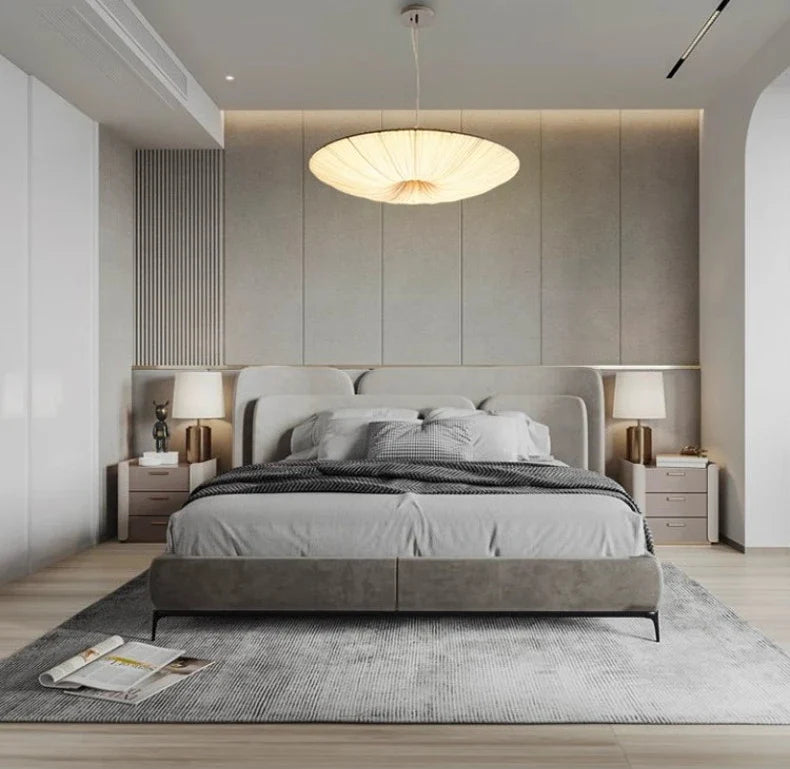 Wabi-Sabi Luxury Fabric LED Ceiling Lamp – Minimalist Round Flying Saucer Pendant Lamp