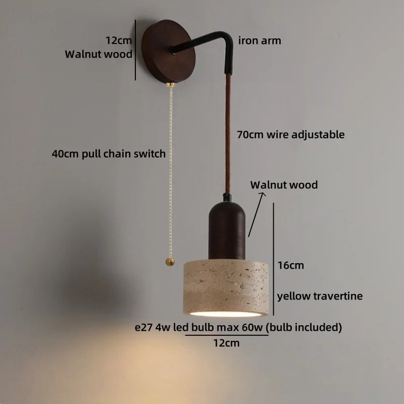 TerraLume Wabi-Sabi Travertine LED Wall Lamp