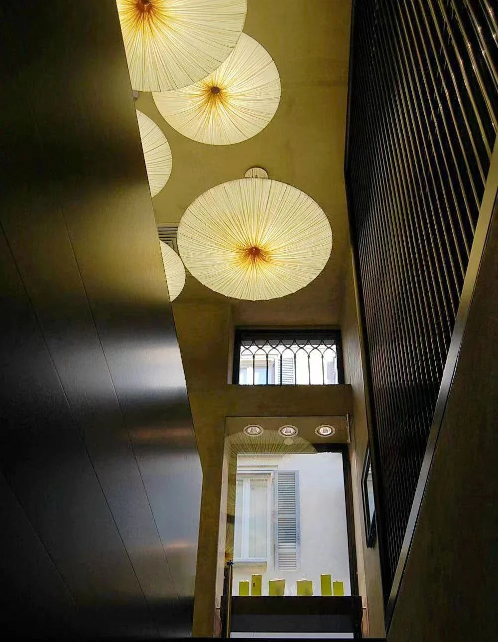 Wabi-Sabi Luxury Fabric LED Ceiling Lamp – Minimalist Round Flying Saucer Pendant Lamp