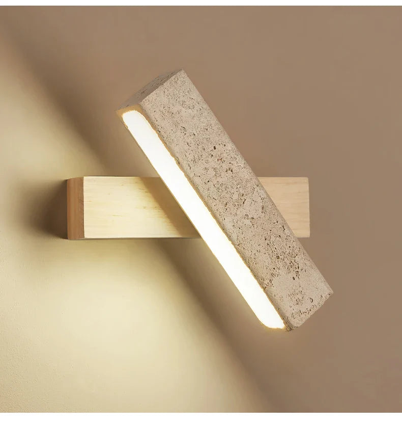 LumaSabi Japanese Wabi-Sabi Travertine Wall Lamp
