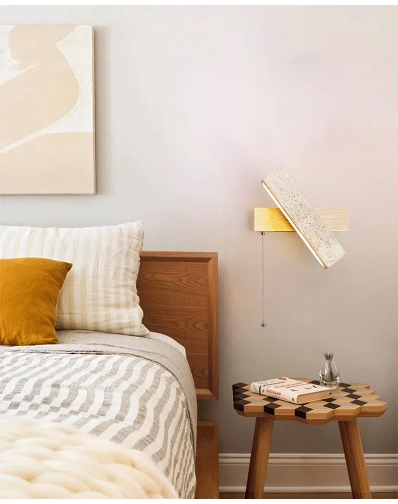 LumaSabi Japanese Wabi-Sabi Travertine Wall Lamp