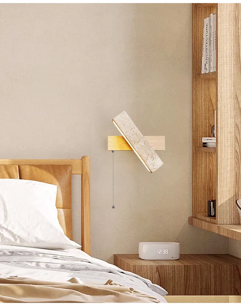 LumaSabi Japanese Wabi-Sabi Travertine Wall Lamp