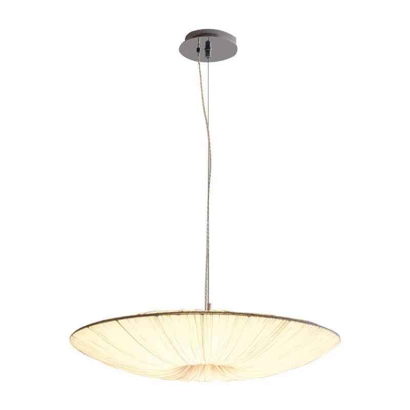 Wabi-Sabi Luxury Fabric LED Ceiling Lamp – Minimalist Round Flying Saucer Pendant Lamp