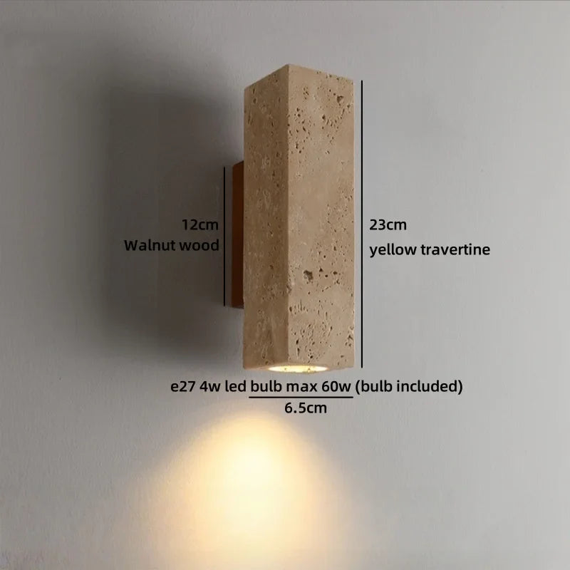 TerraLume Wabi-Sabi Travertine LED Wall Lamp