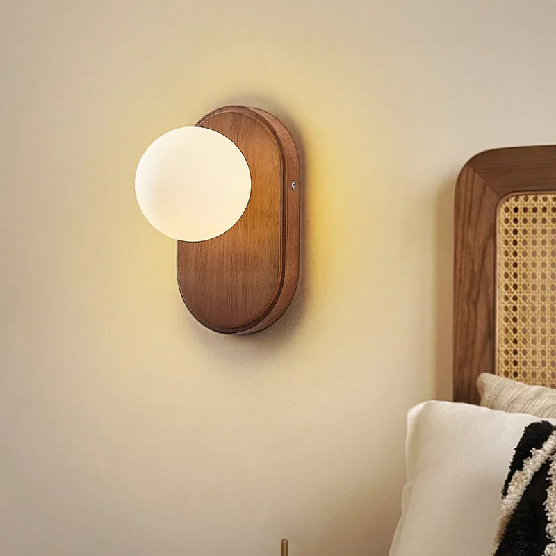ZenLight Hikari Wall Lamp – Japanese Solid Wood Wall Light with Frosted Glass | Vintage Nordic Design
