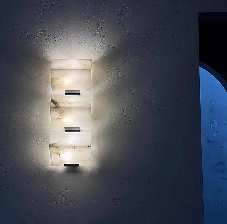 MarbleLuxe Nordic LED Wall Lamp – Natural Marble Mood Lighting